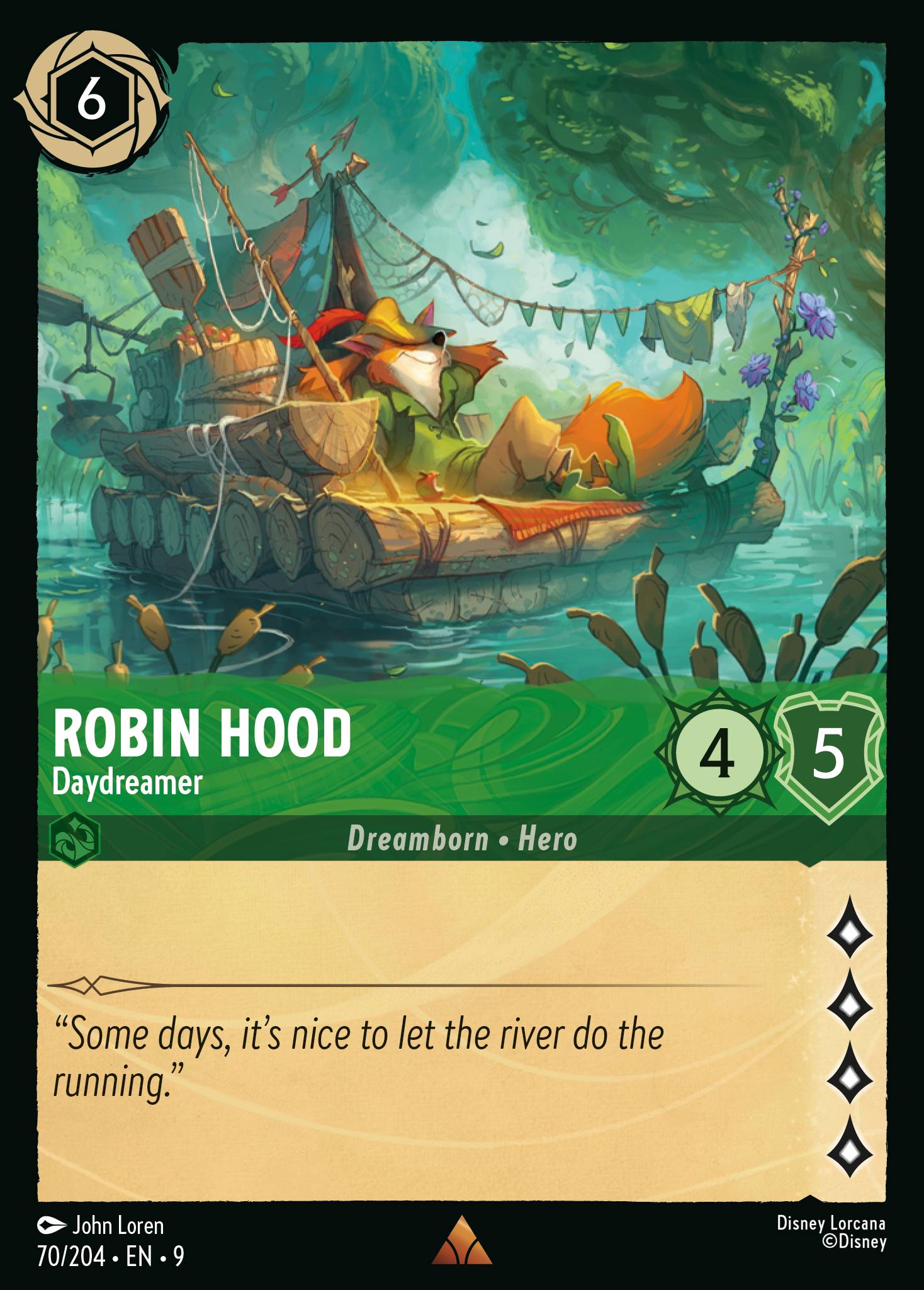 Disney Lorcana Fabled card #70 - Robin Hood - Daydreamer (Non-Foil)