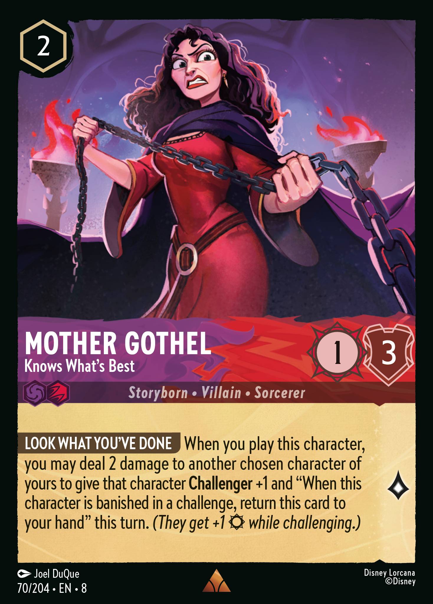 Disney Lorcana The Reign of Jafar card #70 - Mother Gothel - Knows What's Best (Cold Foil)