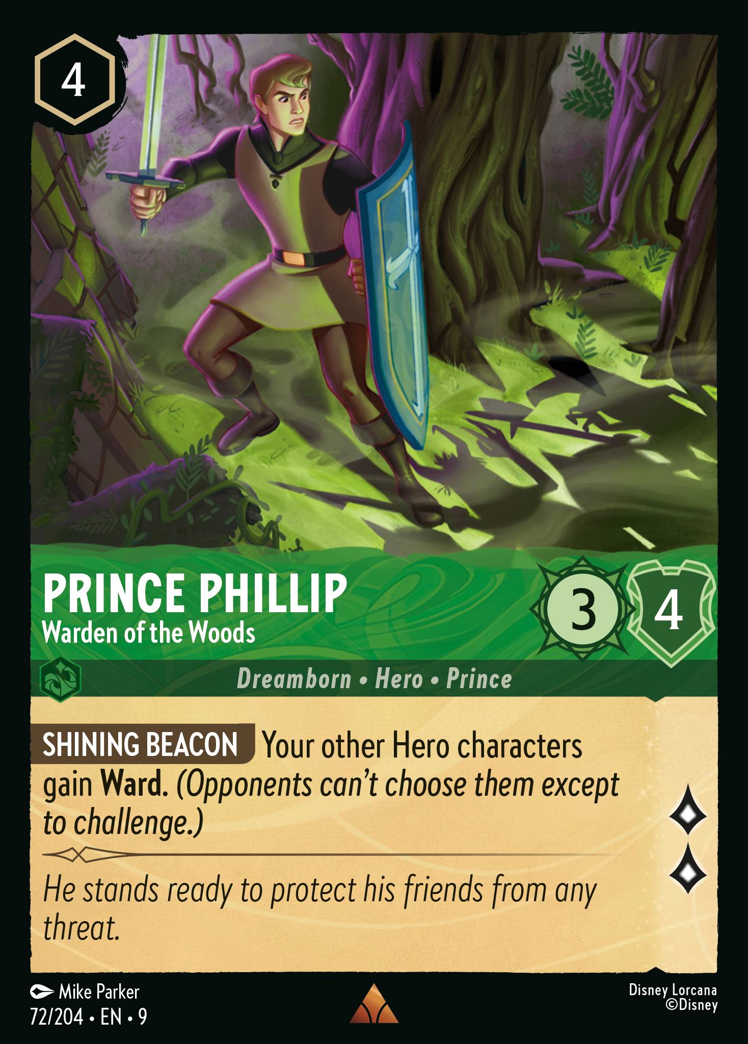 Disney Lorcana Fabled card #72 - Prince Phillip - Warden of the Woods (Non-Foil)