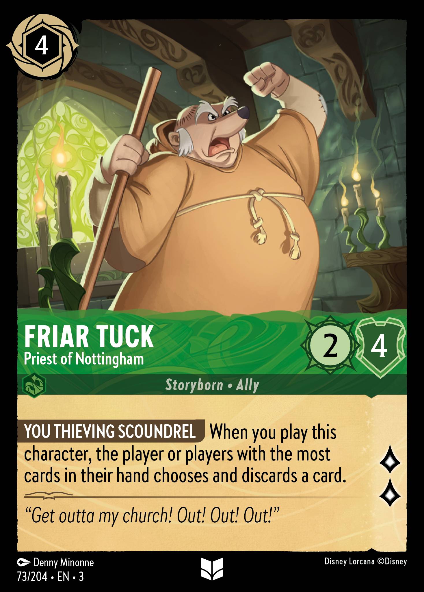Disney Lorcana Into the Inklands card #73 - Friar Tuck - Priest of Nottingham (Cold Foil)