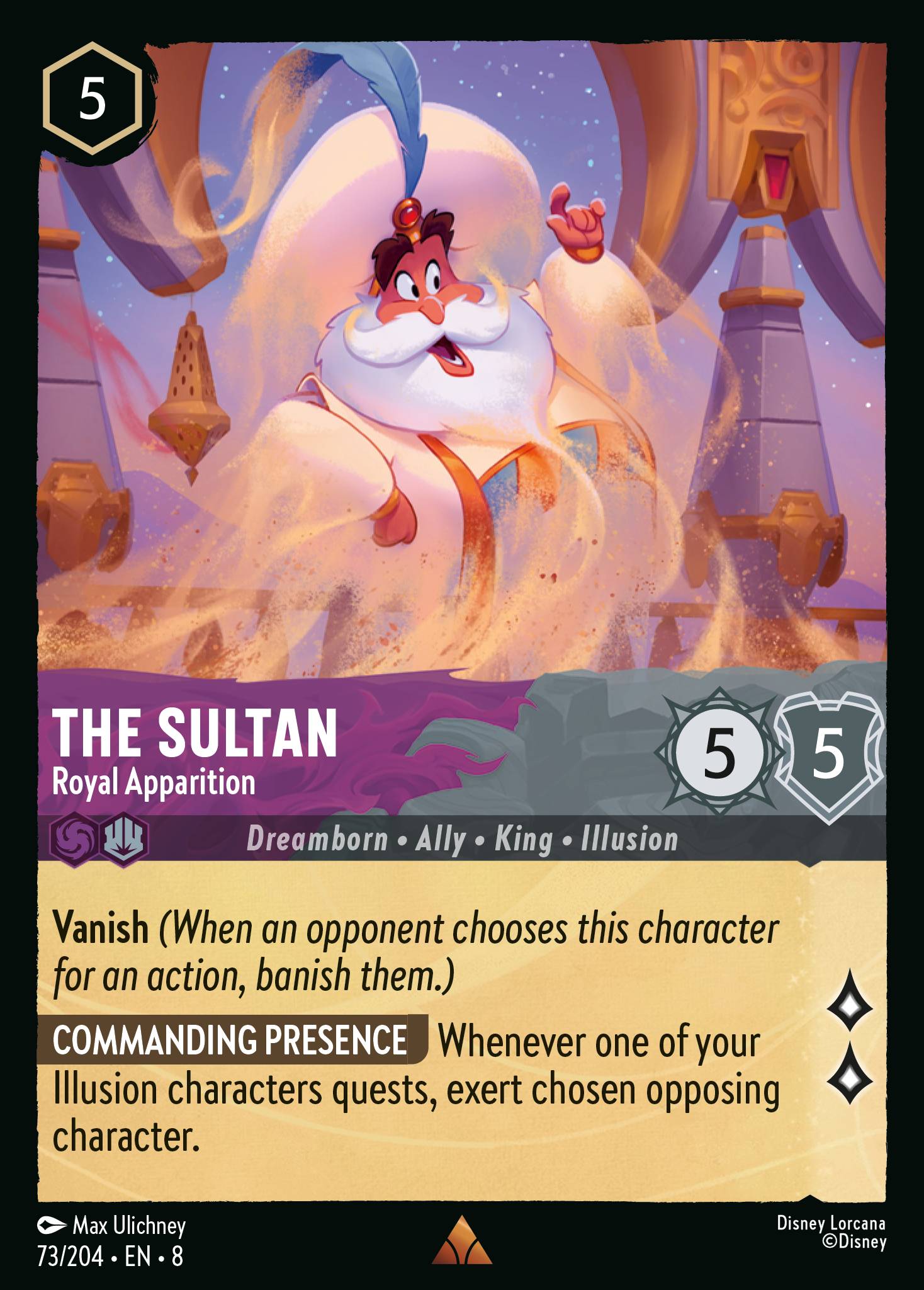 Disney Lorcana The Reign of Jafar card #73 - The Sultan - Royal Apparition (Cold Foil)