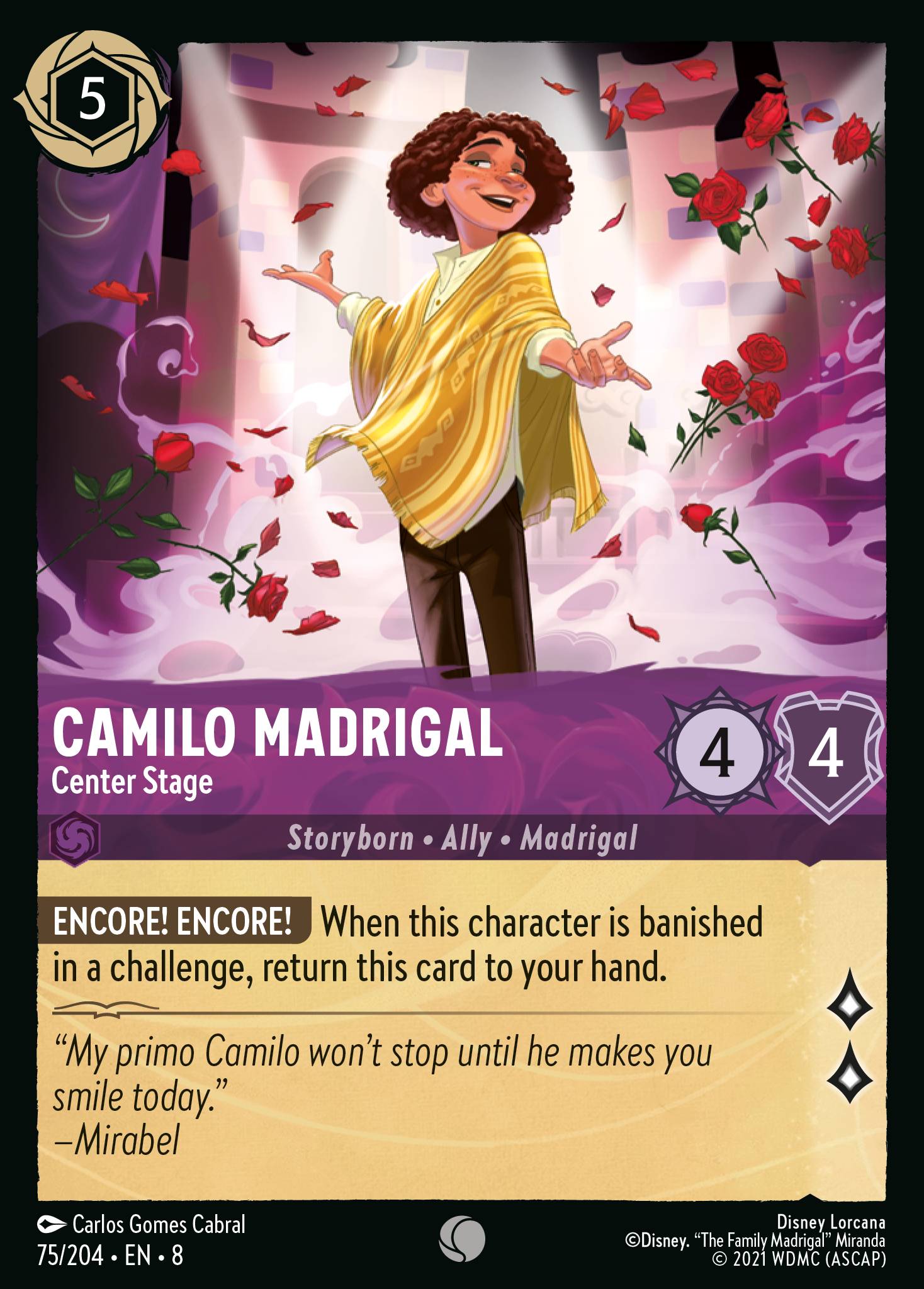 Disney Lorcana The Reign of Jafar card #75 - Camilo Madrigal - Center Stage (Cold Foil)