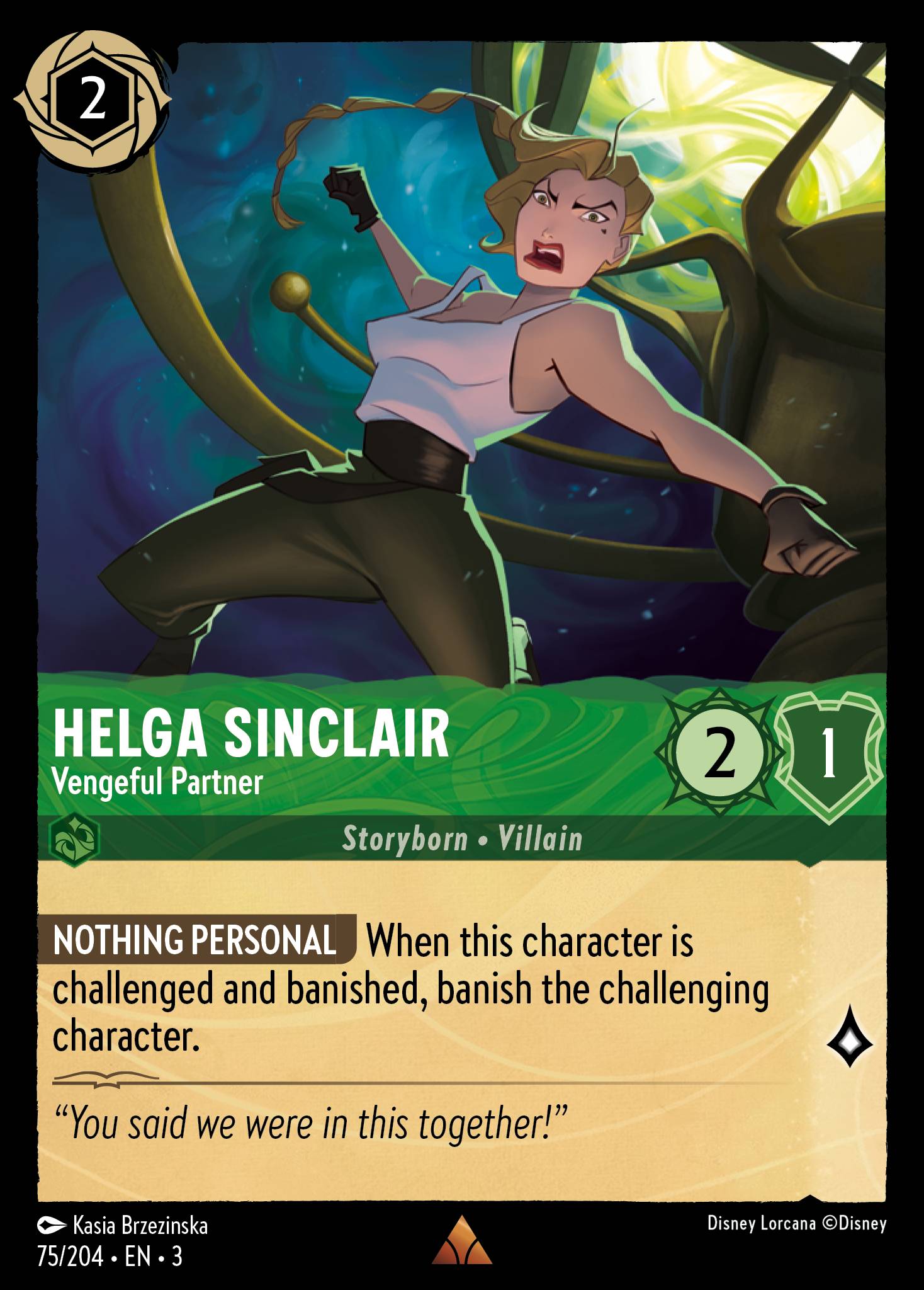 Disney Lorcana Into the Inklands card #75 - Helga Sinclair - Vengeful Partner (Cold Foil)