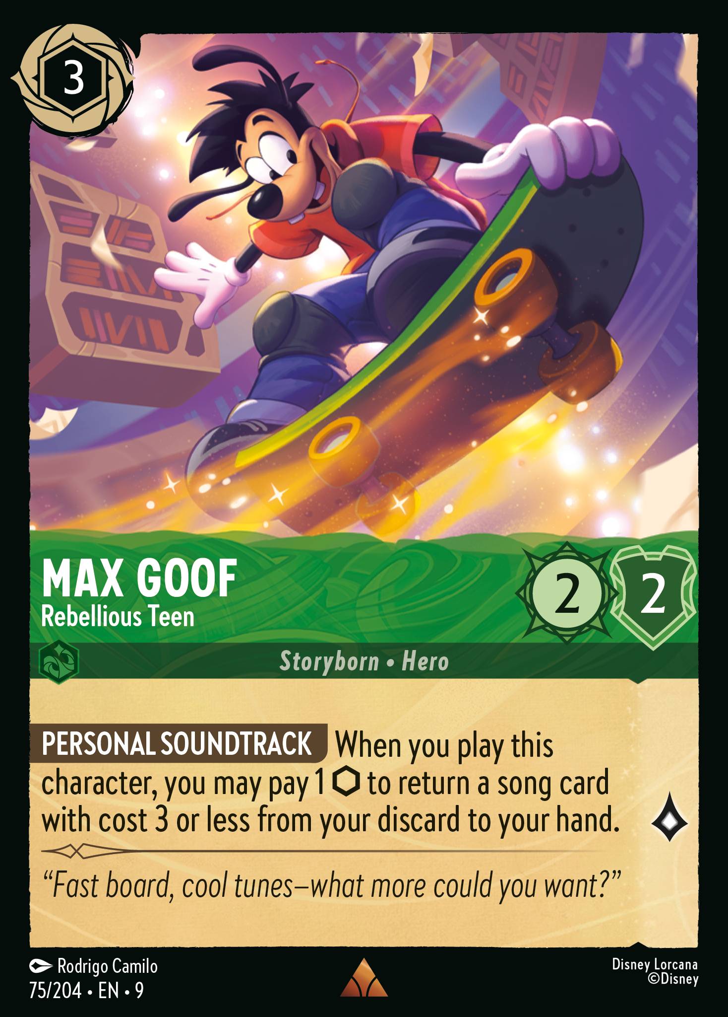 Disney Lorcana Fabled card #75 - Max Goof - Rebellious Teen (Non-Foil)
