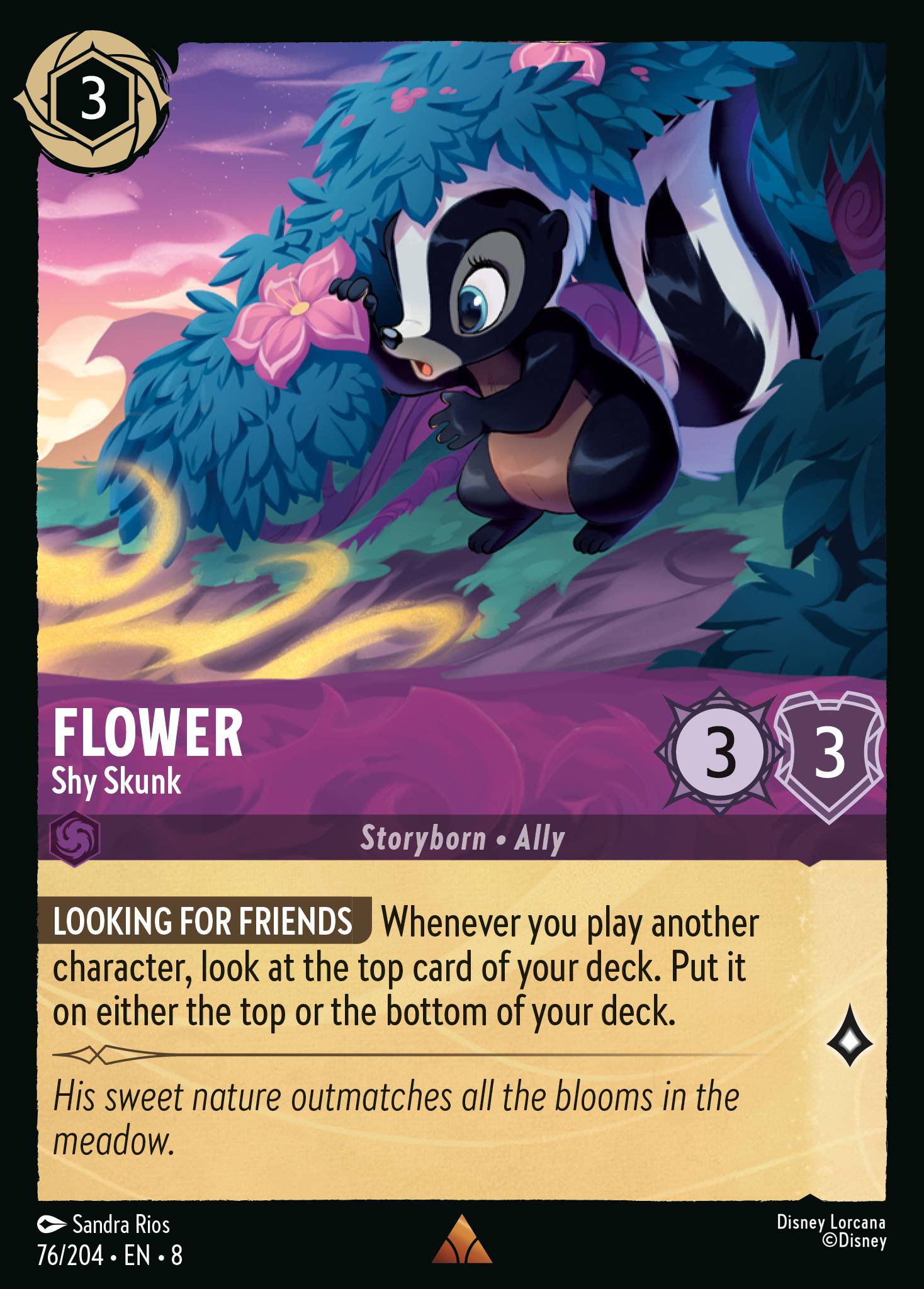 Disney Lorcana The Reign of Jafar card #76 - Flower - Shy Skunk (Cold Foil)