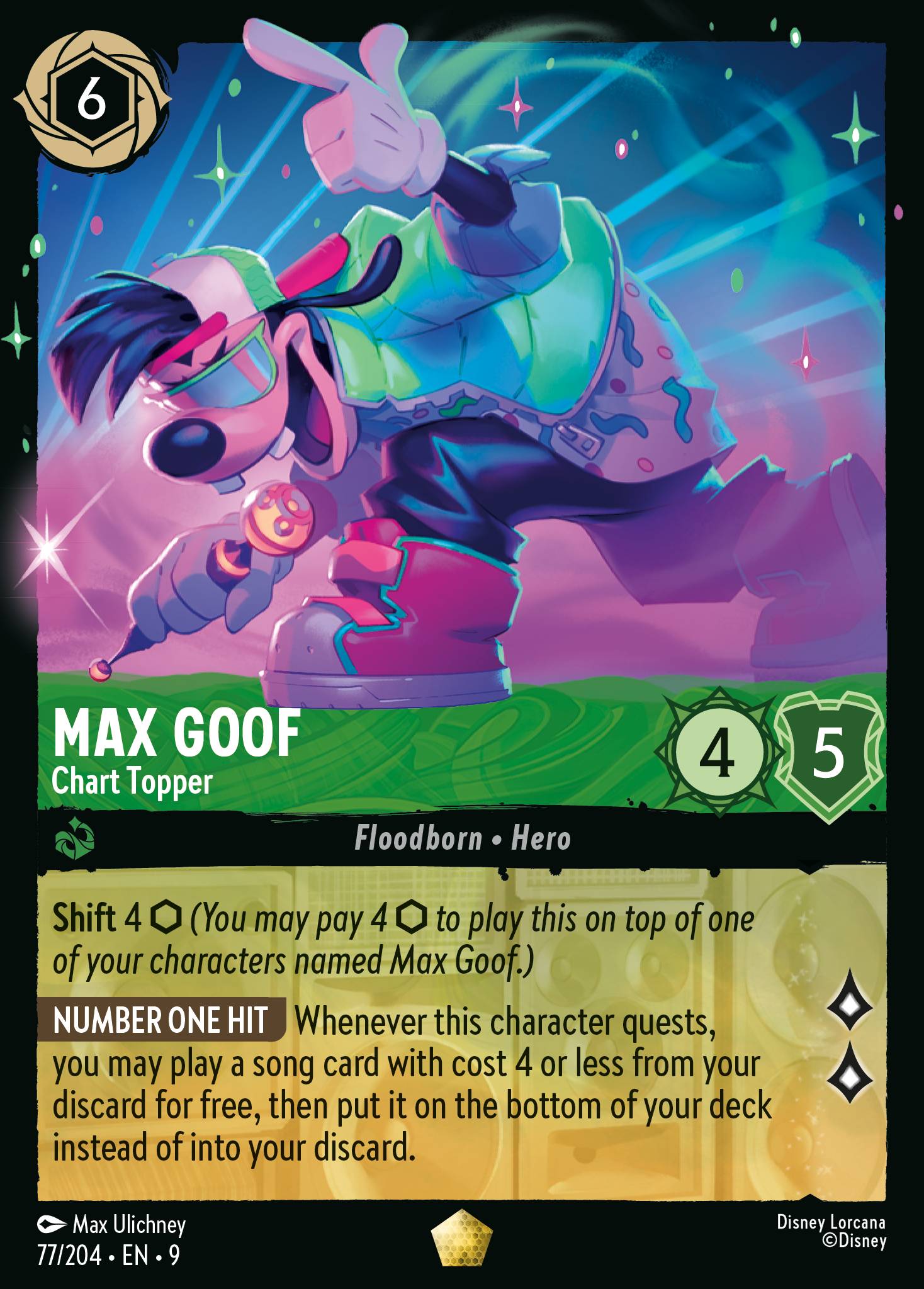 Disney Lorcana Fabled card #77 - Max Goof - Chart Topper (Non-Foil)