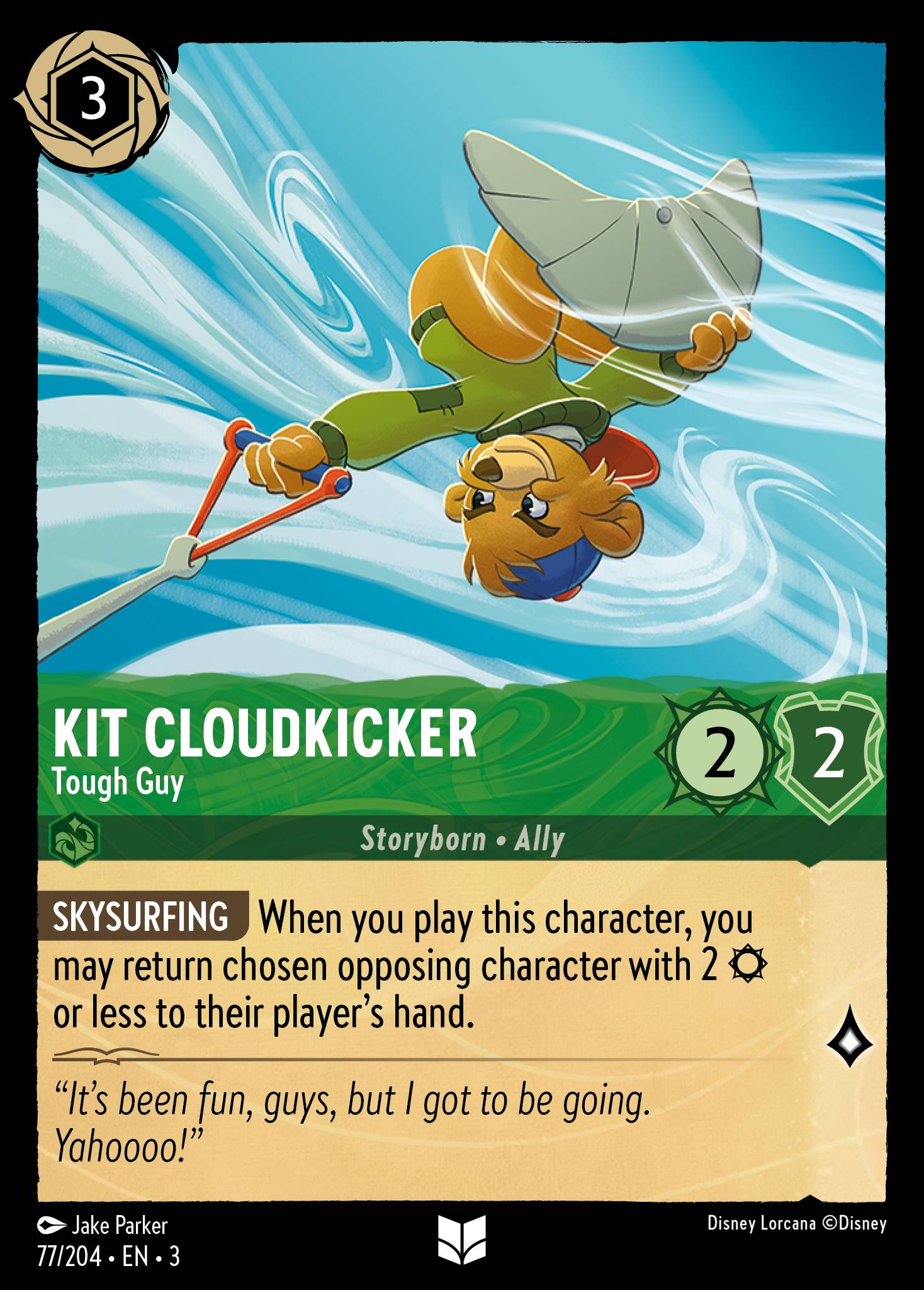 Disney Lorcana Into the Inklands card #77 - Kit Cloudkicker - Tough Guy (Cold Foil)