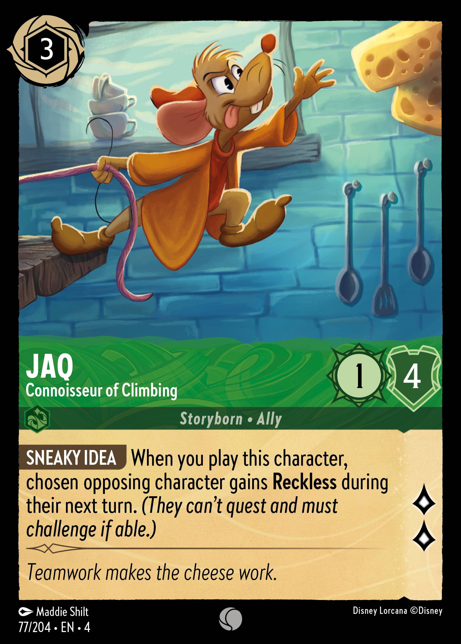 Disney Lorcana Ursula's Return card #77 - Jaq - Connoisseur of Climbing (Cold Foil)