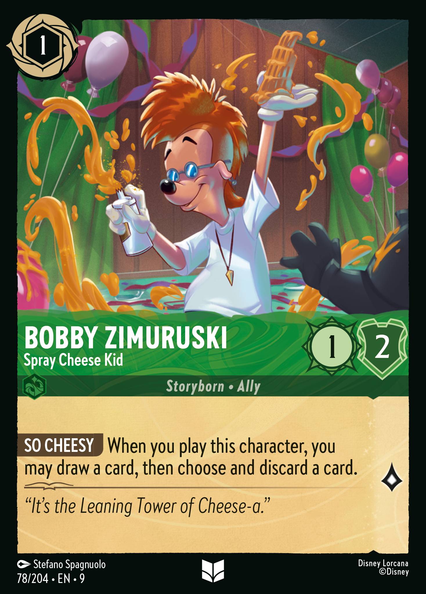Disney Lorcana Fabled card #78 - Bobby Zimuruski - Spray Cheese Kid (Non-Foil)