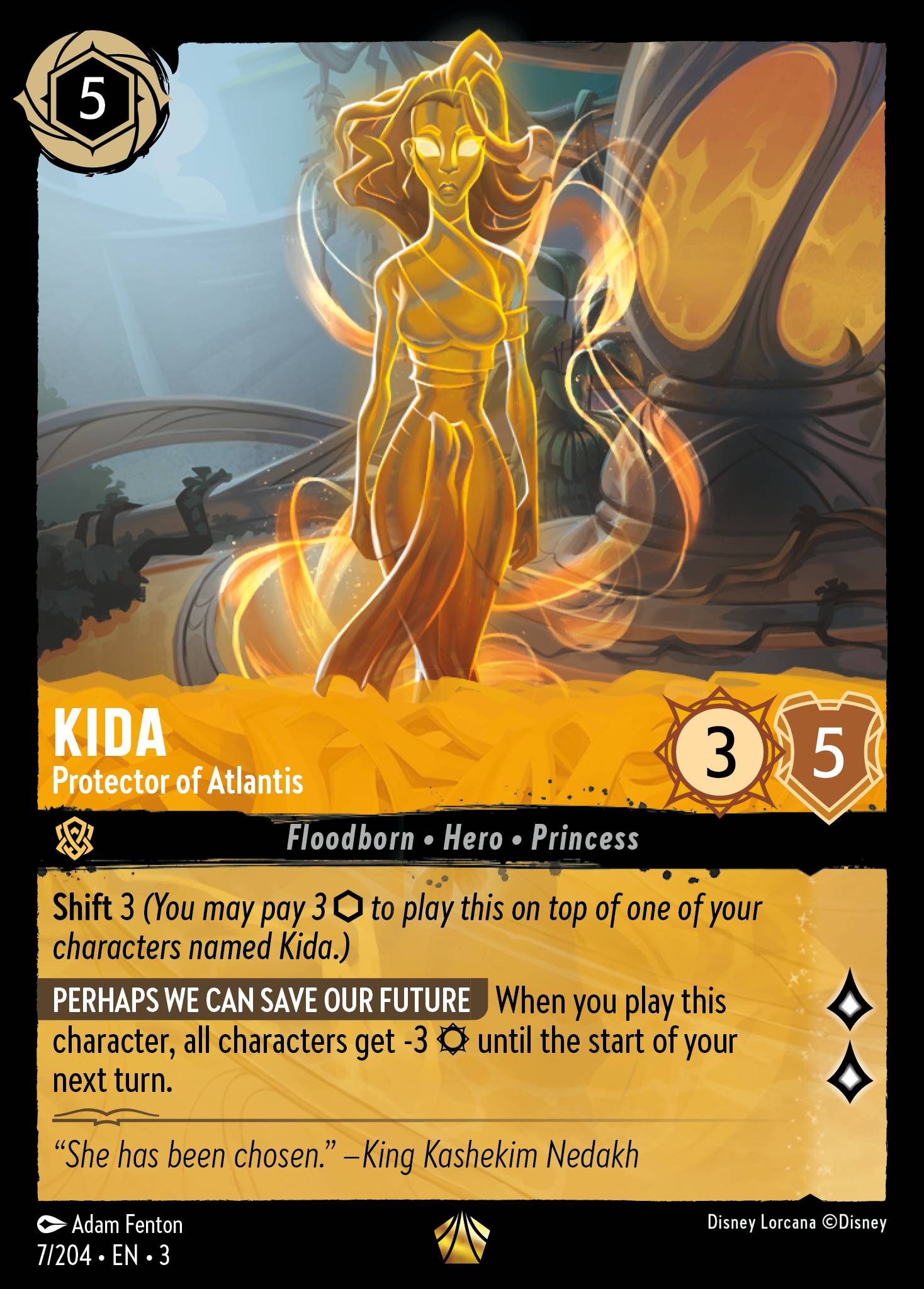 Disney Lorcana Into the Inklands card #7 - Kida - Protector of Atlantis (Cold Foil)