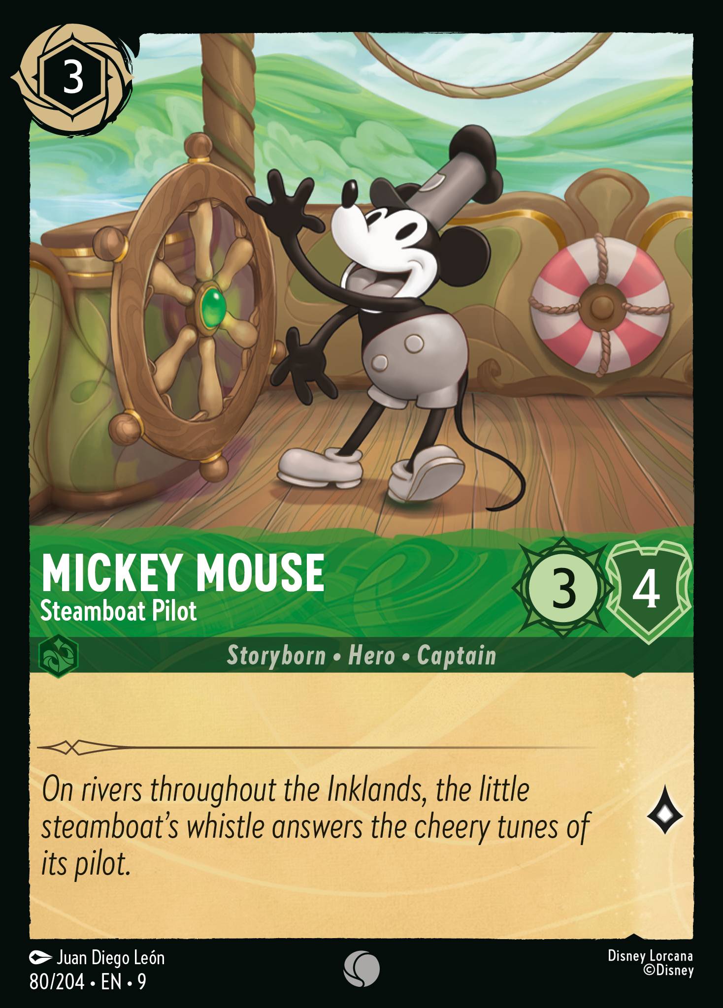Disney Lorcana Fabled card #80 - Mickey Mouse - Steamboat Pilot (Non-Foil)