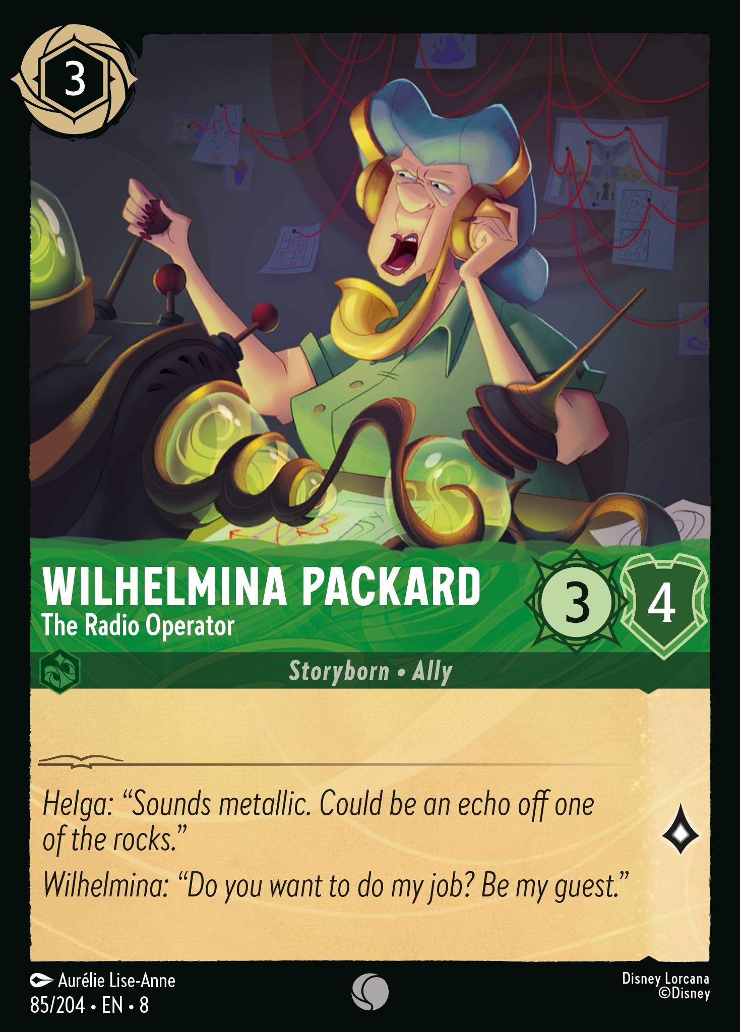 Disney Lorcana The Reign of Jafar card #85 - Wilhelmina Packard - The Radio Operator (Cold Foil)