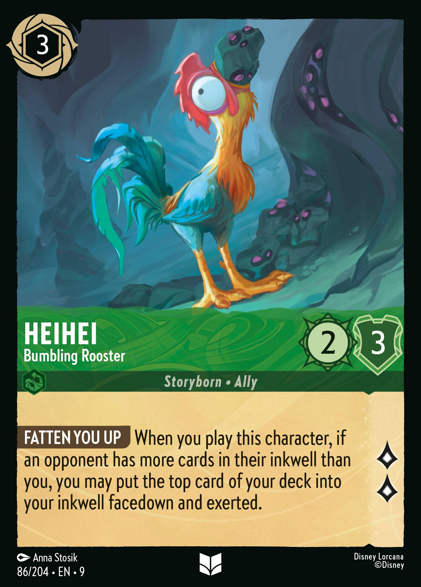 Disney Lorcana Fabled card #86 - HeiHei - Bumbling Rooster (Non-Foil)