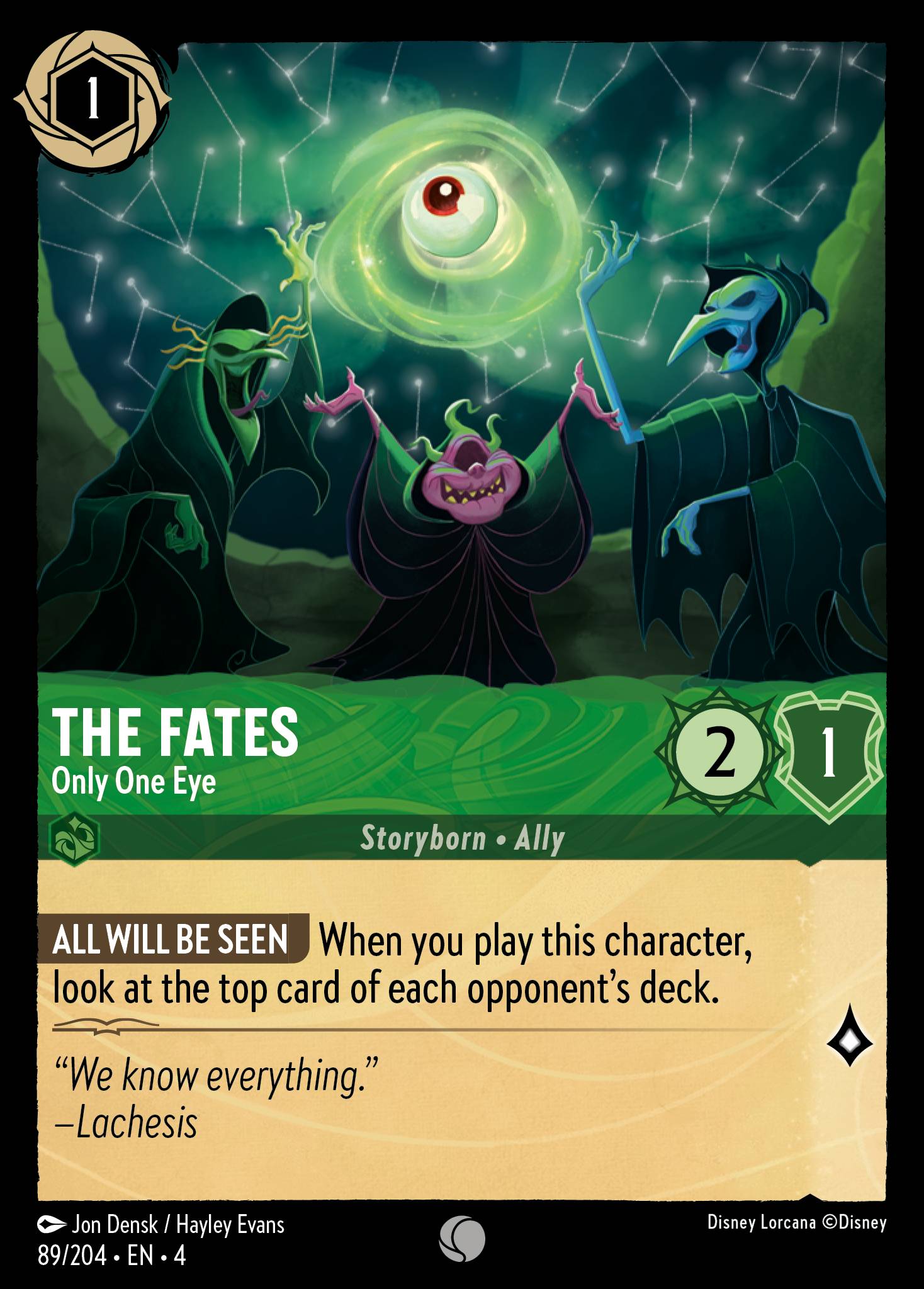 Disney Lorcana Ursula's Return card #89 - The Fates - Only One Eye (Cold Foil)