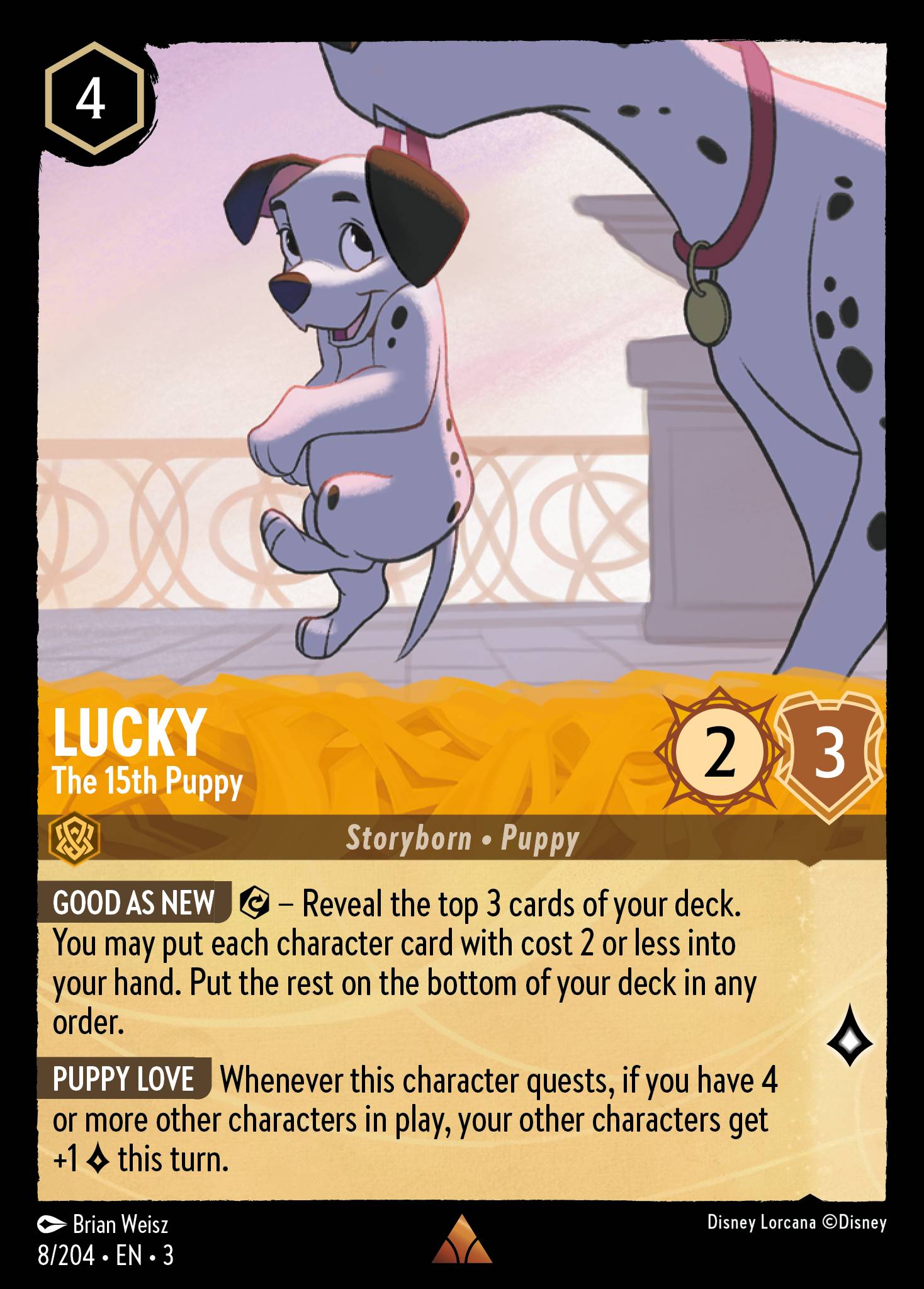 Disney Lorcana Into the Inklands card #8 - Lucky - The 15th Puppy (Cold Foil)