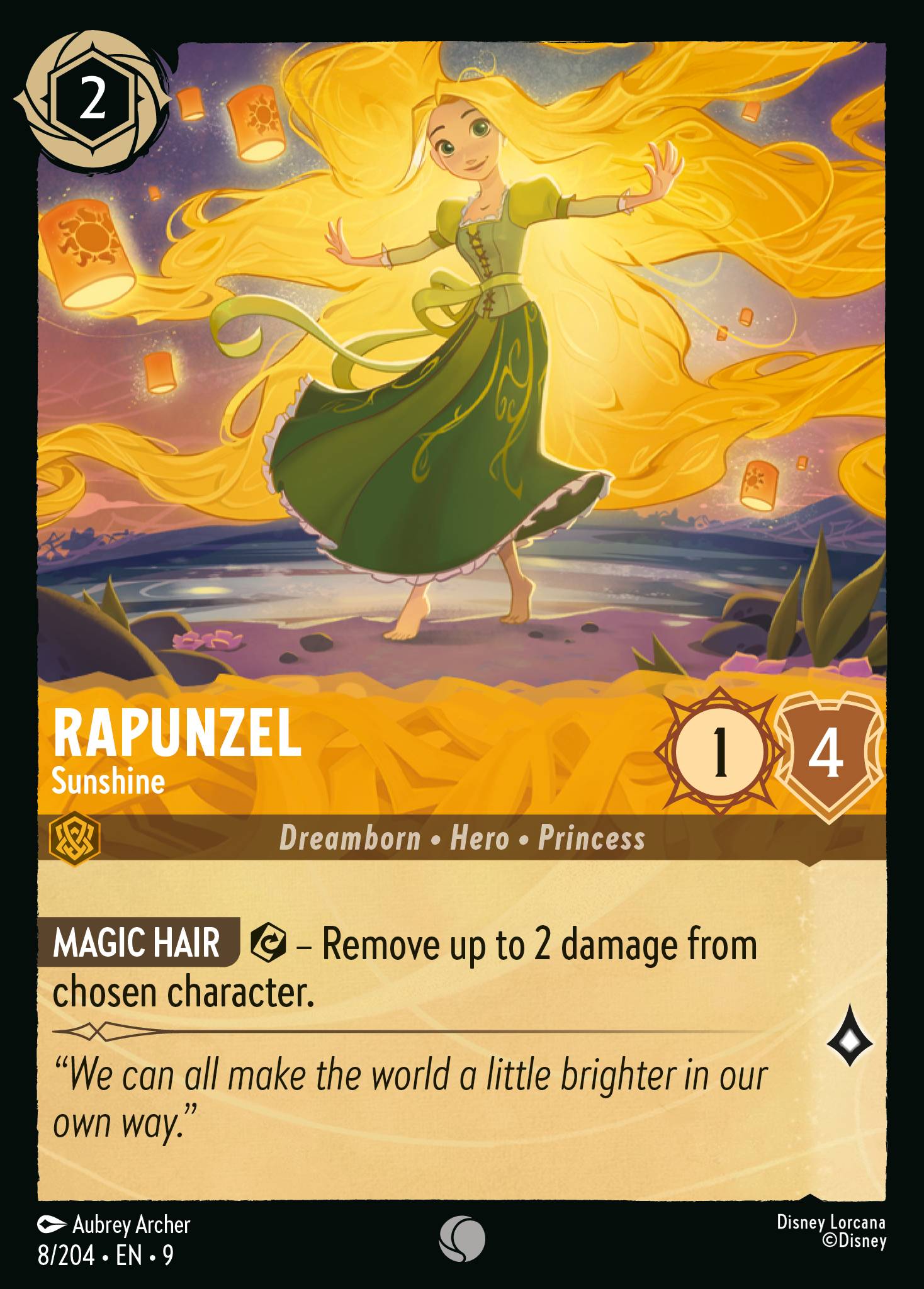 Disney Lorcana Fabled card #8 - Rapunzel - Sunshine (Non-Foil)