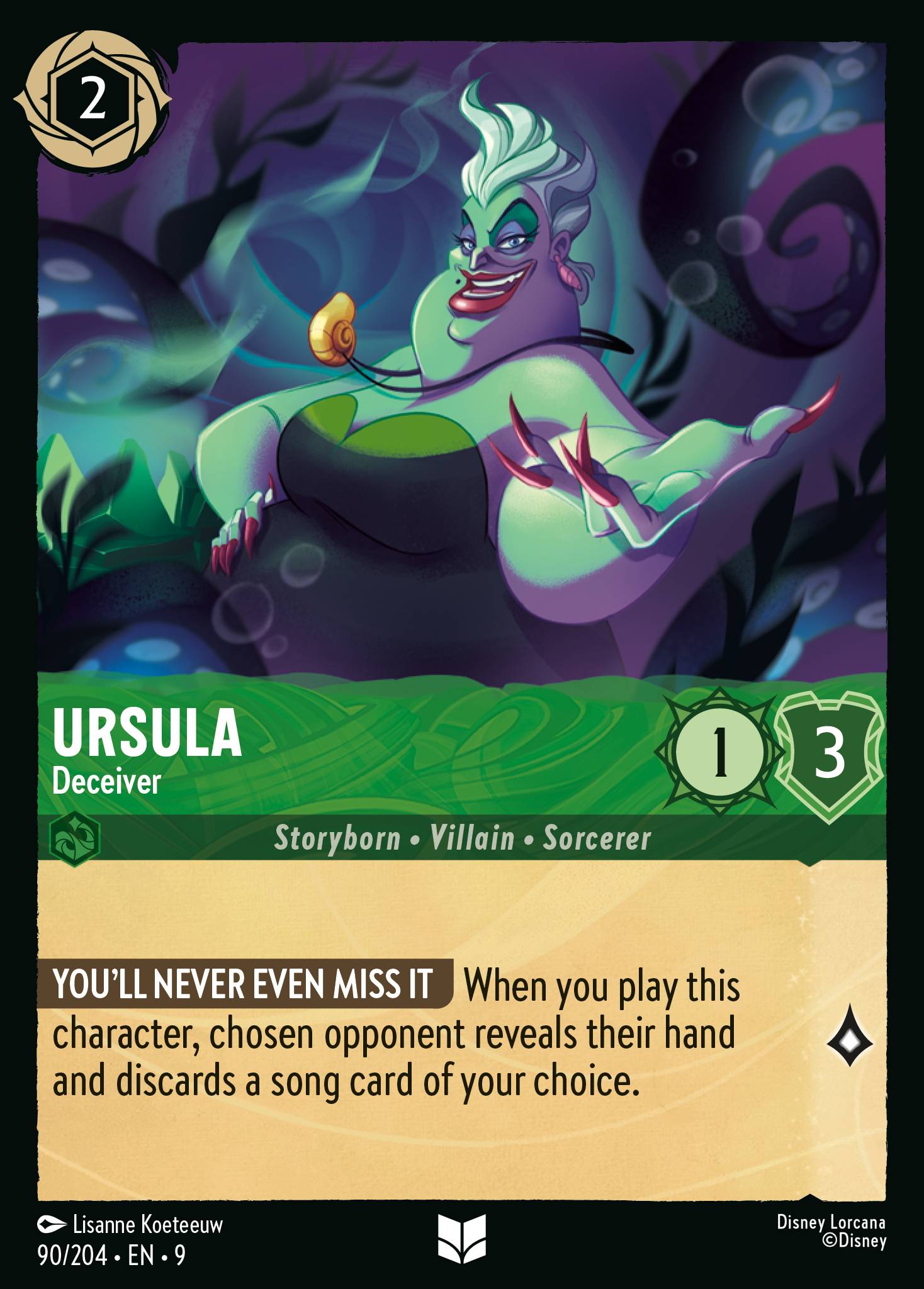Disney Lorcana Fabled card #90 - Ursula - Deceiver (Non-Foil)