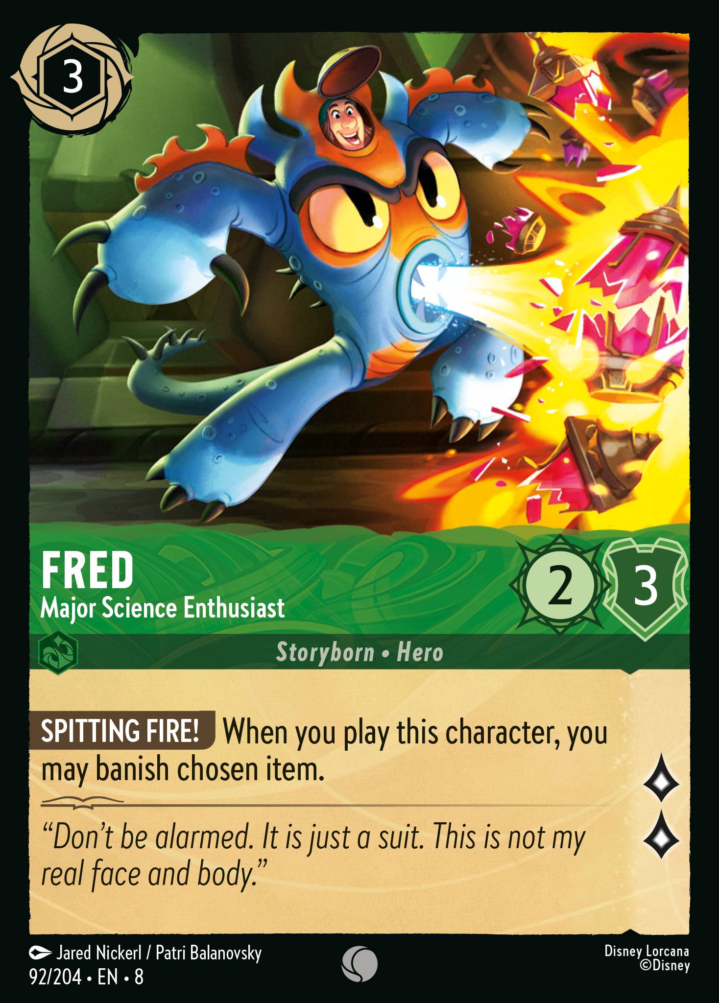 Disney Lorcana The Reign of Jafar card #92 - Fred - Major Science Enthusiast (Cold Foil)