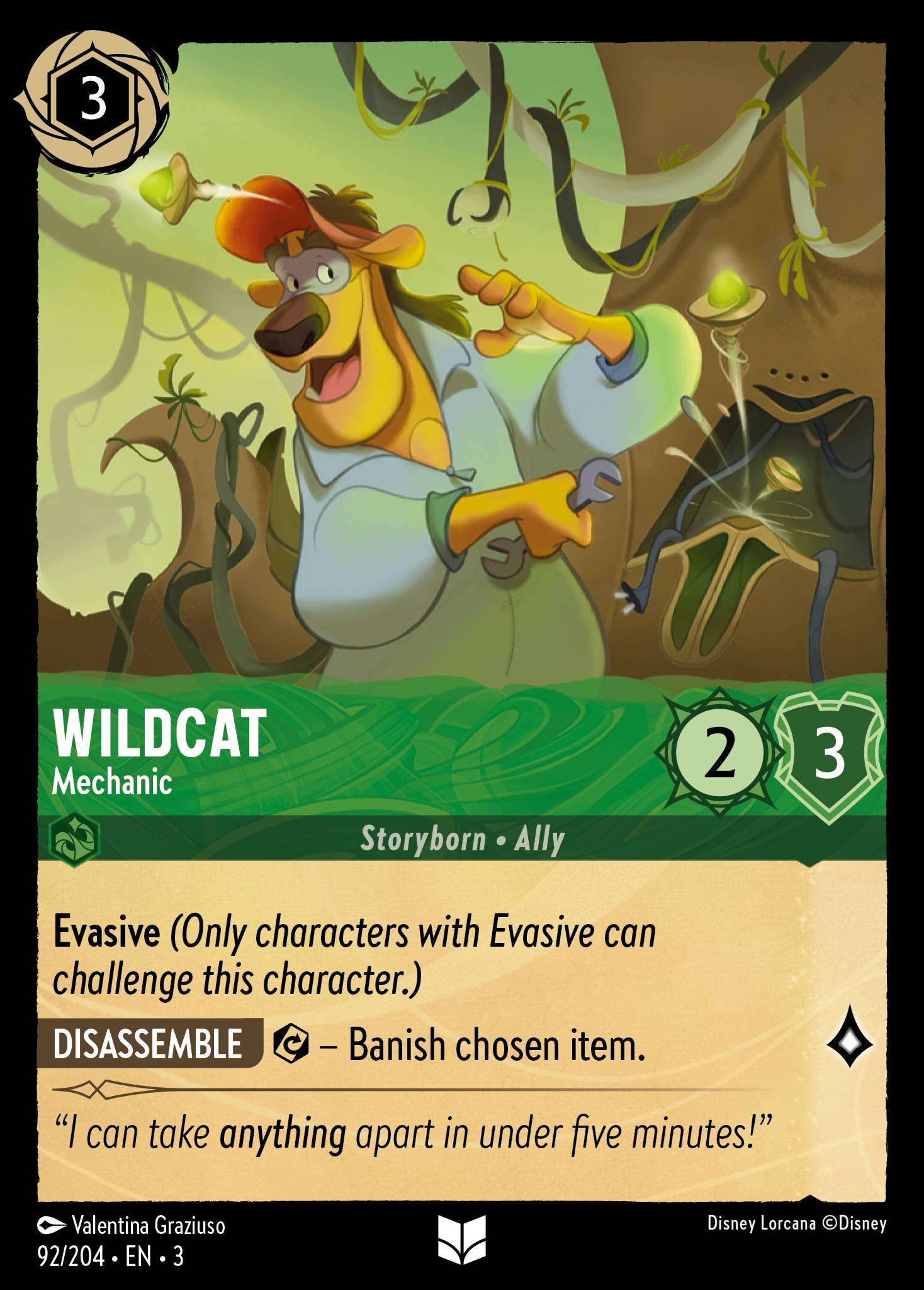 Disney Lorcana Into the Inklands card #92 - Wildcat - Mechanic (Cold Foil)
