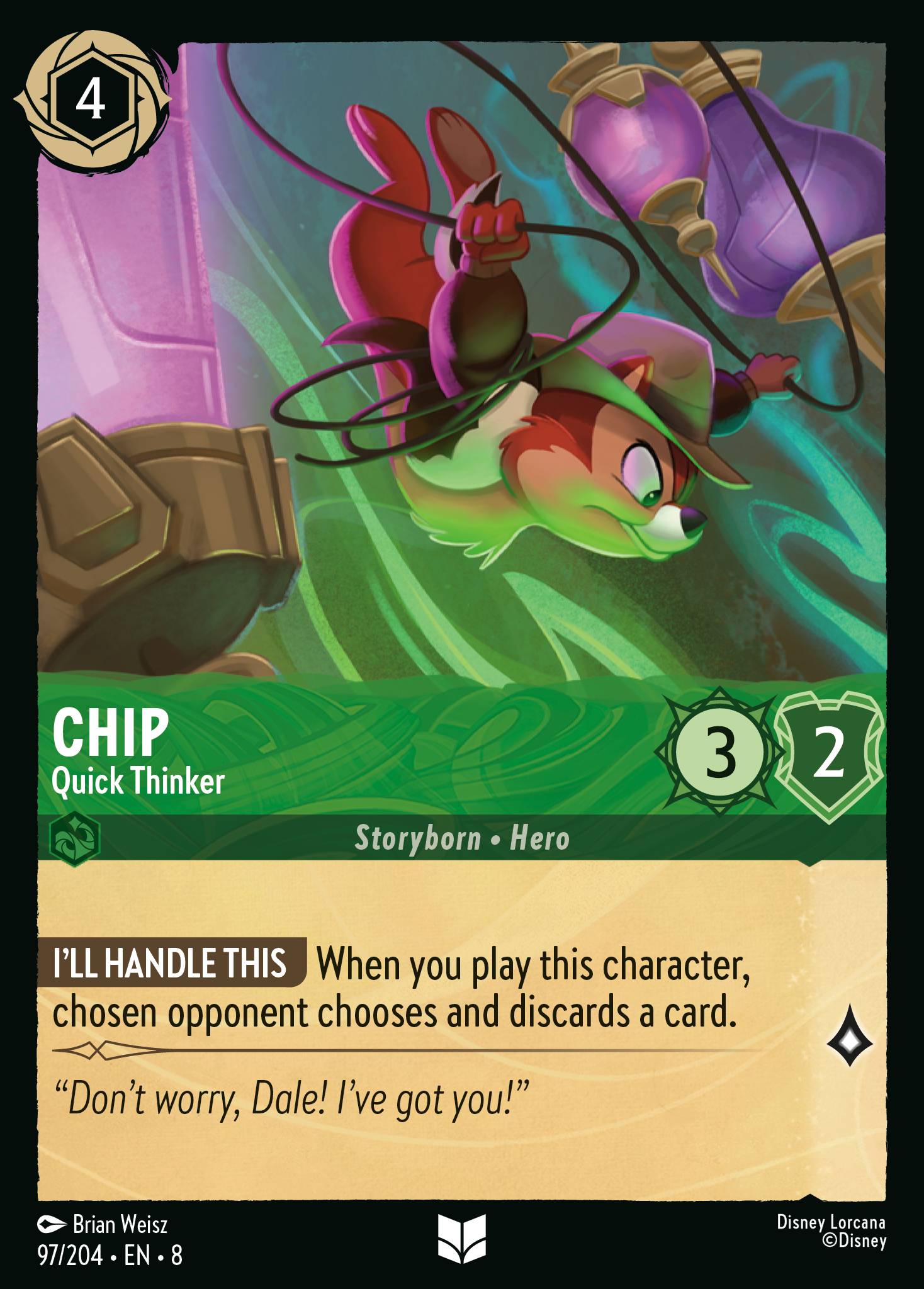 Disney Lorcana The Reign of Jafar card #97 - Chip - Quick Thinker (Cold Foil)